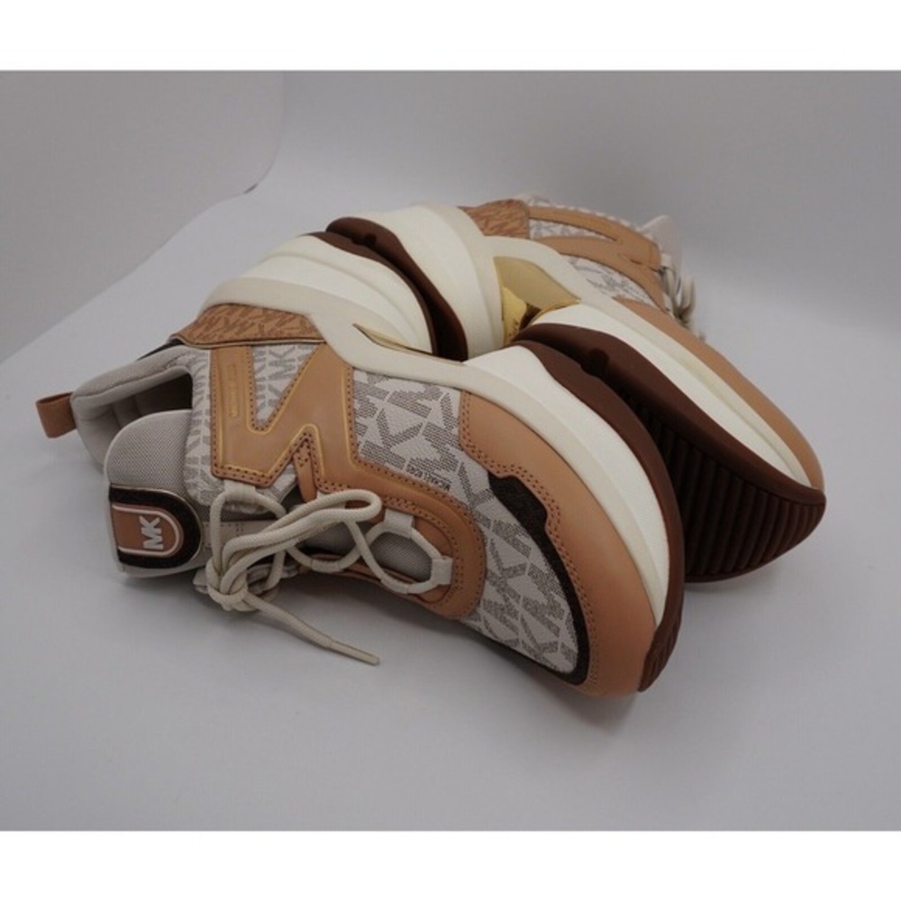 Michael Kors Olympia Trainer Sneakers Vanilla‎ Tan MK Logo 11M Retro Chic 37-01 - Picture 11 of 15